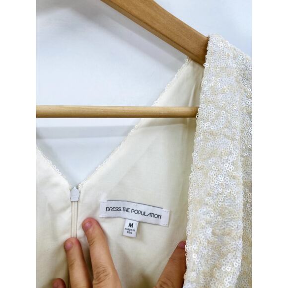 Dress the Population M white sequin mini Dress NWT - Picture 3 of 7